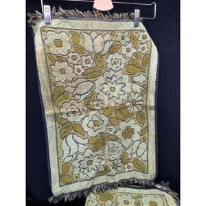 Vintage Callaway Towel Set Avocado Green Floral 6 Piece MCM Atomic Granny Core